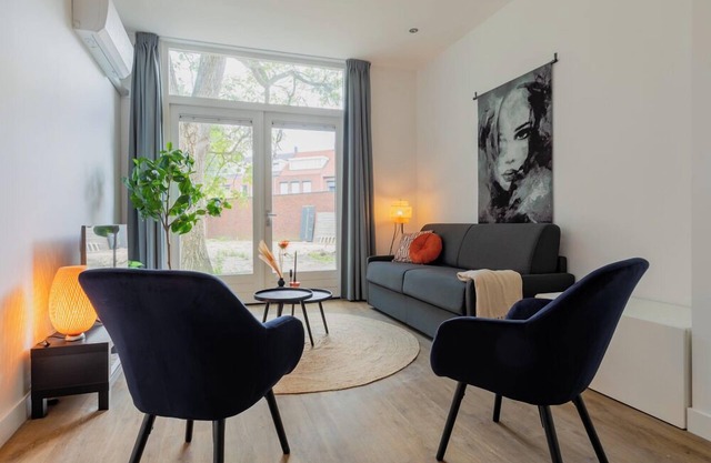 The apartment features one luxuriously appointed bedroom.