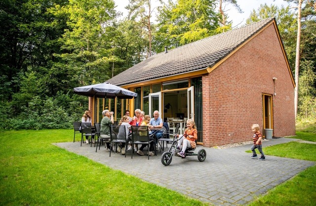 Wellness bungalow for 12 people with private sauna and bubble bath with a view of the forest.