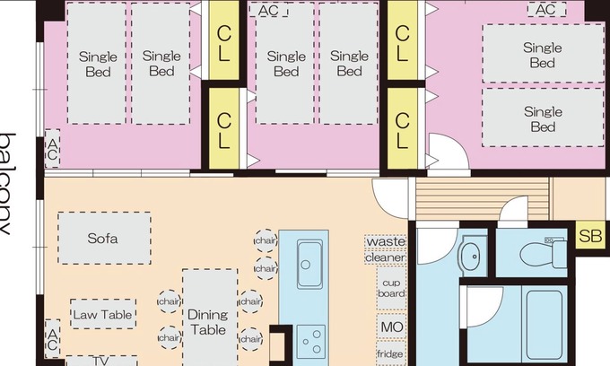 Joto Apartment | 3 bed room max 6 persons! Easy access to Namba and Shinsaibashi! 4 min.