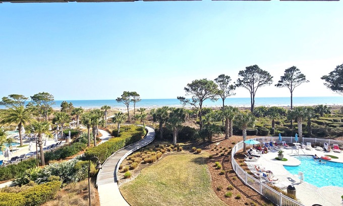 Hilton Head Island Condo | 309 Ocean Dunes - Amazing Ocean Front Beach View - Heated Pool & Near Everything