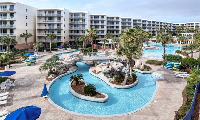 Fort Walton Beach Condo | 3rd Floor Beach-Chic Condo On Okaloosa Island Waterfall, Lazy River