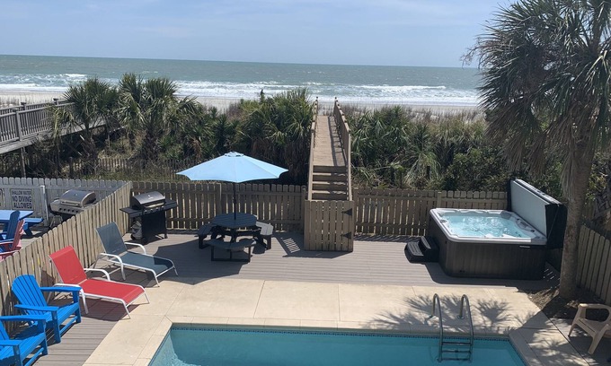 Surfside Beach House | 5 Bedroom & 5 Bath Beachfront House w/Private Pool, Hot Tub & Beach Boardwalk!