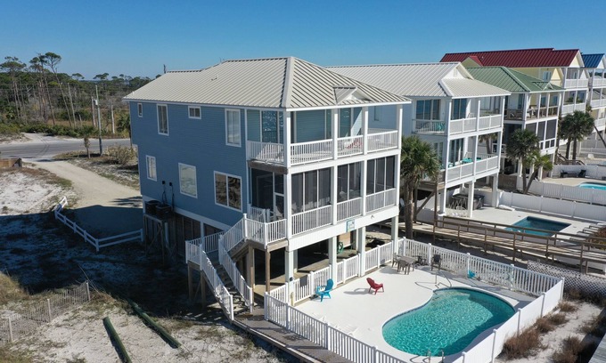 Cape San Blas House | 5BR Gulf Front w/Private Pool Near Rock Wall ~ Beach Blessing