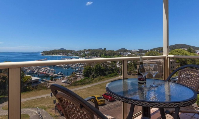 Nelson Bay Apartment | A top floor unit with panoramic views over the marina