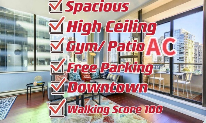 Downtown Vancouver Condo | AC* Stylish Retreat Unique & Centrally Located & Parking