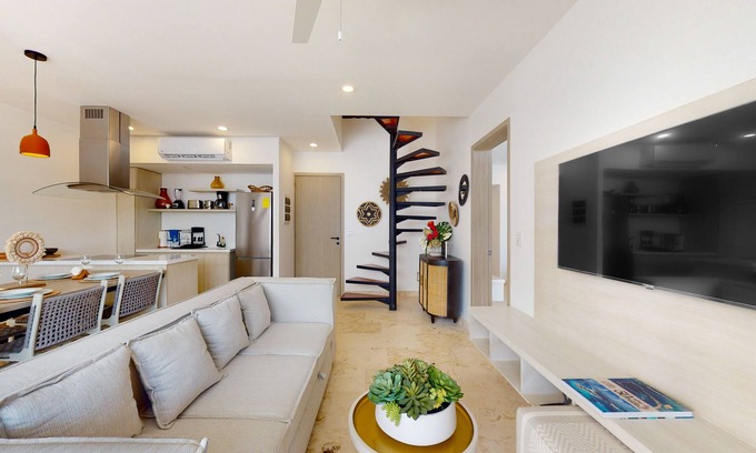 Zama Apartment | Aldea Zama condo with rooftop pool, private balcony, & great location
