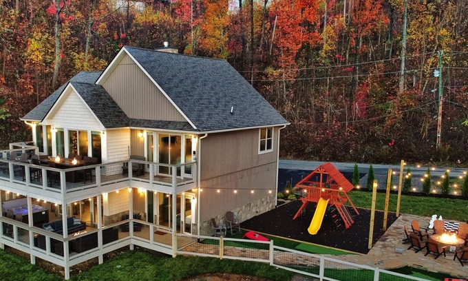 Chalet Village North Cabin | AMAZING Luxury Cabin! Stunning Views! Fire Pits! Playground! Theater! Game Room!