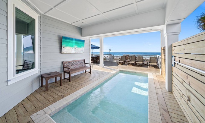 Lullwater Beach On Gulf Of Mexico House | Available 7/9-7/18, Luxury, Gulf Front Oasis with Private Pool | Steps From Pier Park