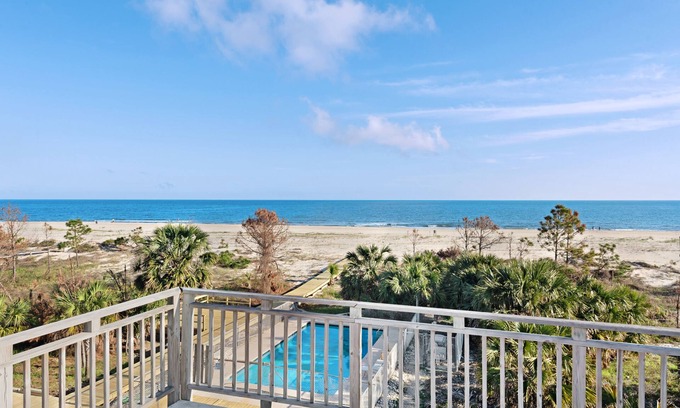 Port St. Joe House | Beachfront home with screened porch with boardwalk access to pool