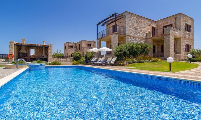 Rapaniana Villa | Beachfront Stone villa with private pool, 30m to the Ocean, BBQ & Hydromassage