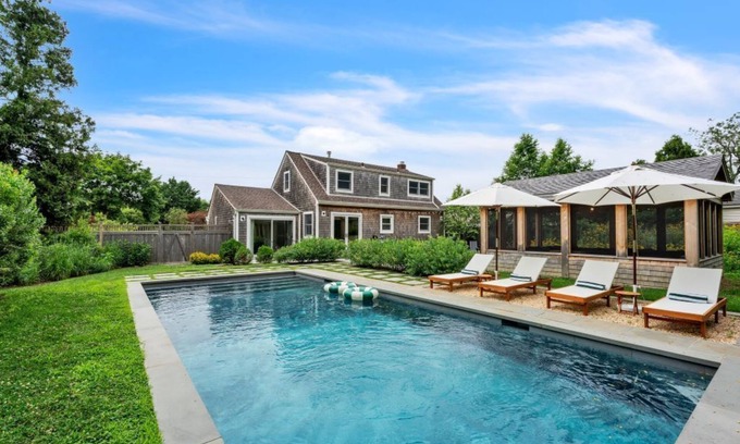 Bellport House | Bellport Village 3-BR Modern Beach House with Pool, Fire Pit, and Outdoor Shower