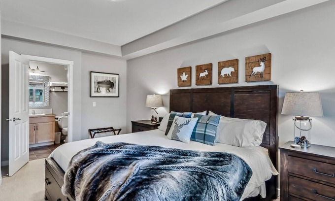 Canmore Condo | Best Relaxing King Bed Suite/Mtn. View, Heated Pool & Hot Tubs