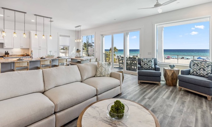 Thomas Drive House | Brand New Gulf Front Home. 7BR, Custom Margaritaville Cabana, Pool. Discounts!