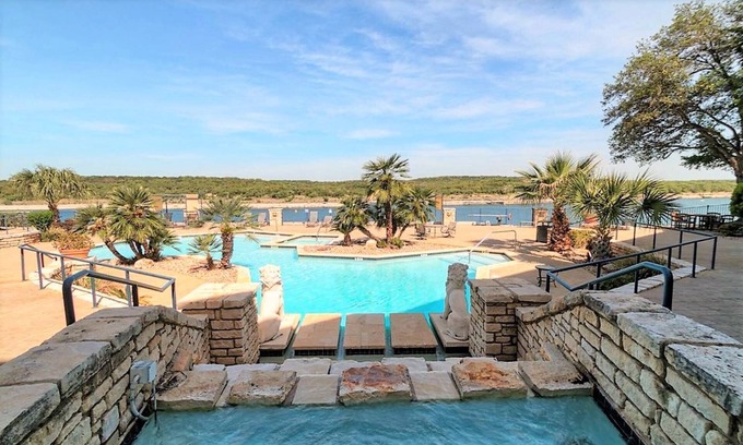 Lago Vista Condo | Condo on Private Island on Lake Travis with Pools, Hot Tubs, Tennis Courts, Gym, Kayaks Included