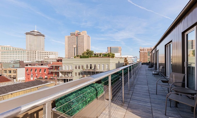 Central Business District Apartment | Corner Downtown Penthouse Private Terrace Walk to Superdome Parades French Quarter