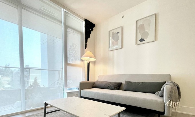 Coquitlam Apartment | Cozy 1BR Suite with AC and Office, Close to Mall