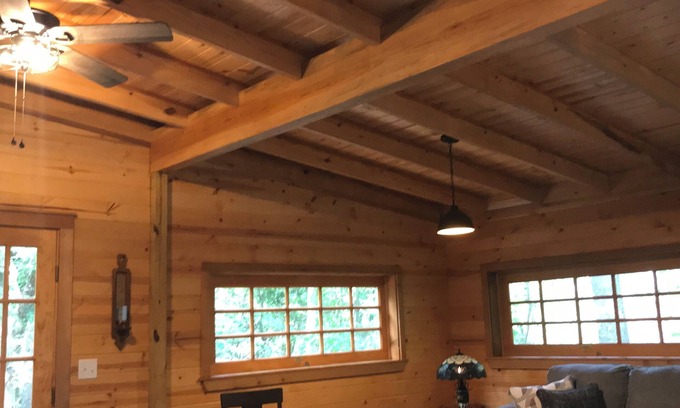 Bruno Cabin | Cozy cabin in secluded forest with deck on creek. Full kitchen. 900 square feet.