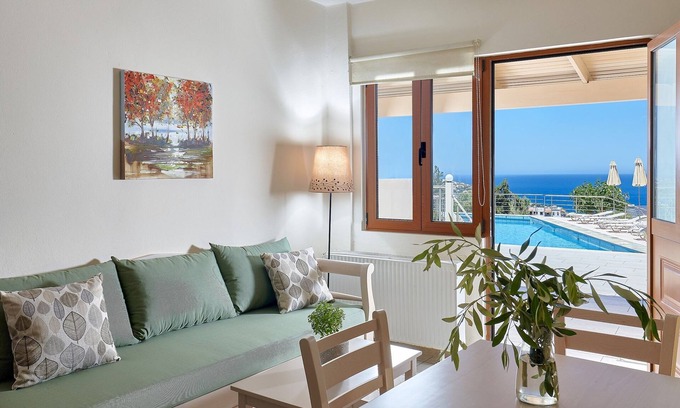 Agia Pelagia Apartment | Cozy pool front apartment with sea view (Elia)