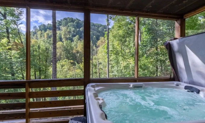 Sylva Apartment | Crashing Creek Cabin, Hot Tub, Mountain Views & King Bed!