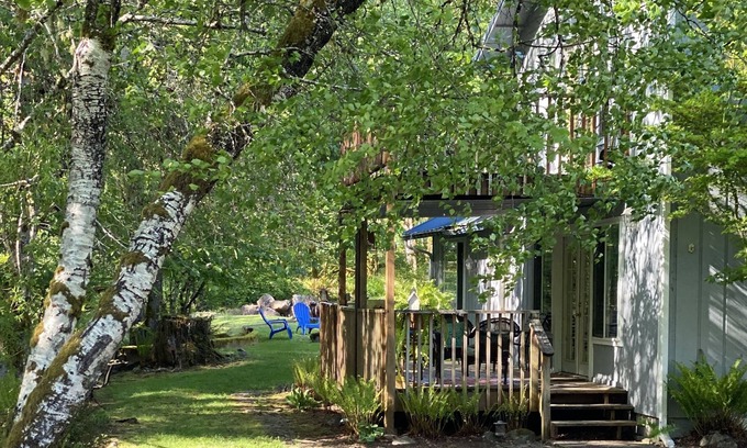 Longview House | Creekfront Home with Large Covered Porch and Fire Pit...Pet-Friendly!