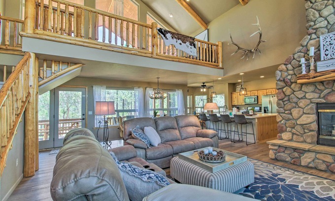 Sierra Pines Cabin | Deck, Grill & Fire Pit: Spacious Show Low Hideaway