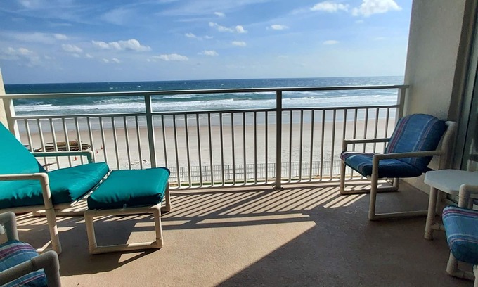 East Wind South Condo | Dolphin View-oceanfront condo with large balcony overlooking no drive beach.
