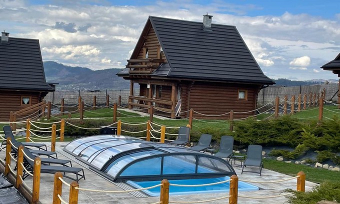 gmina Słopnice Ski Chalet | Domki Zagroda Domek z bala z basenem & sauna & balia z hydromasażem