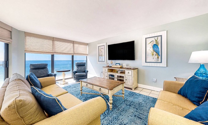 Panama City Beach Condo | Edgewater Beach Resort-oceanfront condo with pool, game room, hot tub & tennis