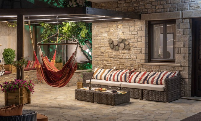 Koutsouras Villa | Elegant stone house with spa & beach, summer & winter, wheelchair-accessible