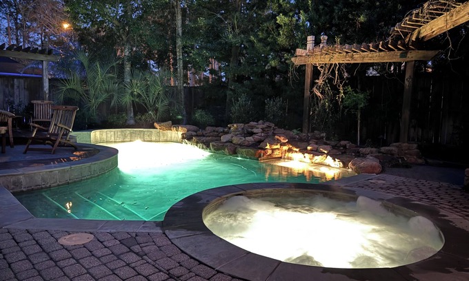Barker House | Expansive 4-Bedroom Luxury Getaway Featuring Pool and Hot Tub in North Houston.