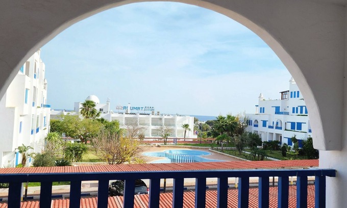 M'diq Condo | Family spacious apartment with sea view, AC, WiFi, 7 mins walking to the beach