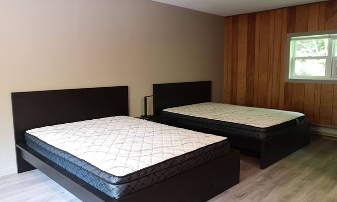 Dorset Cabin | Firehouse lodge Walk out Deck room 5. On 8 Acres, 10 min Walk To The Lake