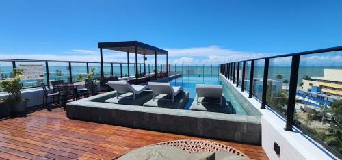 Jardim Oceania Hotel | Flat a 50 metros da praia + piscina e área gourmet