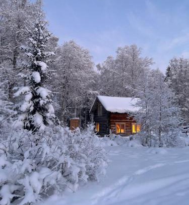 Jorn House | Gemütliche Blockhütte mit Außentoilette und Badezimmer im Haupthaus
