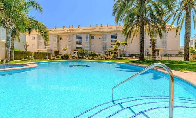 Platja de l'Arenal Apartment | Golden Gardens Zen Apartment IV Javea Arenal with Terrace, AC, and shared Pool