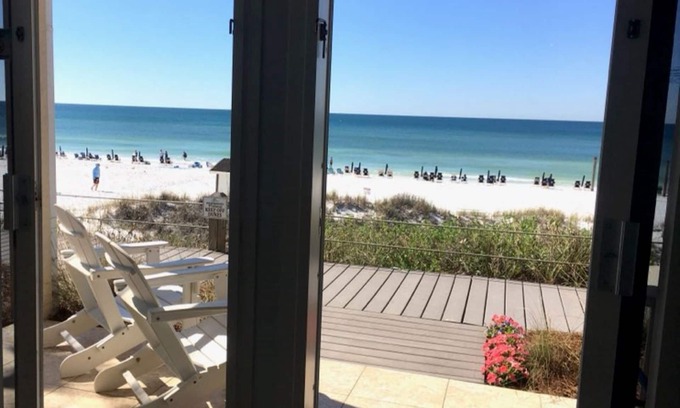 Crystal Beach Condo | GULFRONT,GROUND LEVEL, END UNIT ,BEACH IS BACKYARDnSTEPS FROM BEACH ACCESS