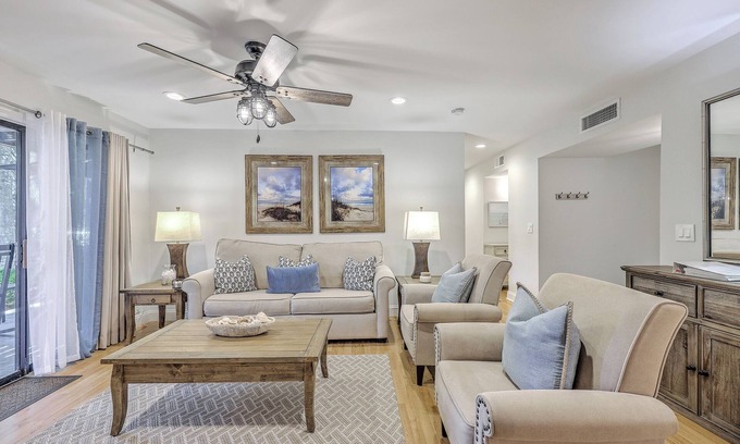 Seabrook Island Villa | Half mile to the pool with club access. Golf views.
