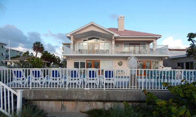Indian Rocks Beach House | Halls Gulf Haven - DIRECT Beachfront Home w/Private Pool & Spa - 2 Living Areas
