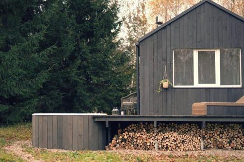 Vilnius County Ski Chalet | Hand made Off Grid forest Cabin Luna