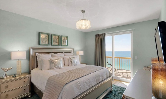 Panama City Beach Condo | HGTV Famous! Across the Street from Pier Park! Free Beach Chair Service!