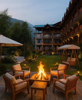 Dumka Hotel | Himalayan Fort Resort, Manali - ! Riverside Property ! Big Garden with Campfire ! Guest Preferred ! Scenic River & Mountain View ! Big Parking ! Luxury Balcony Rooms ! Playing Zone ! Property of the Year
