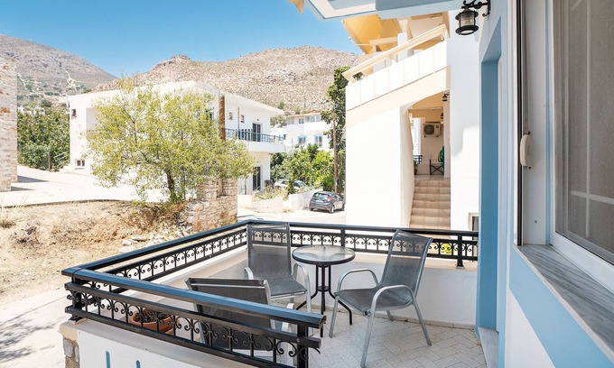 Livadia House | Holiday Home 'Olympus Tilos Apt Double A1 ' with Mountain View, Wi-Fi and Air Conditioning