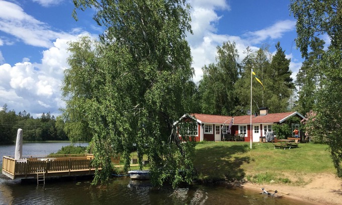Tingsryd Municipality House | Holiday house with panoramic view incl. Boat and sauna directly on Lake Hyllen