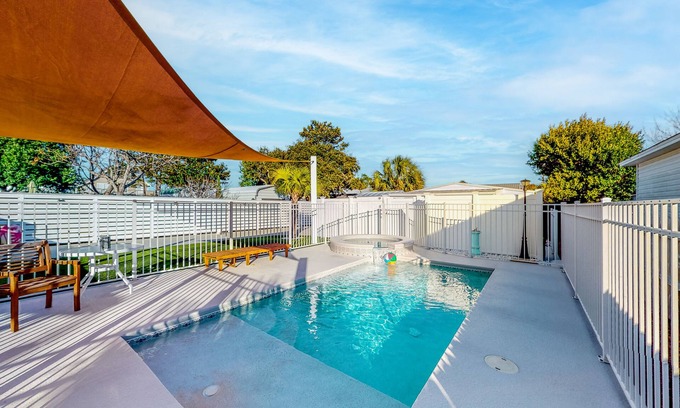 Kiska Beach House | Home with pool, central AC, & washer/dryer - walk minutes to beach