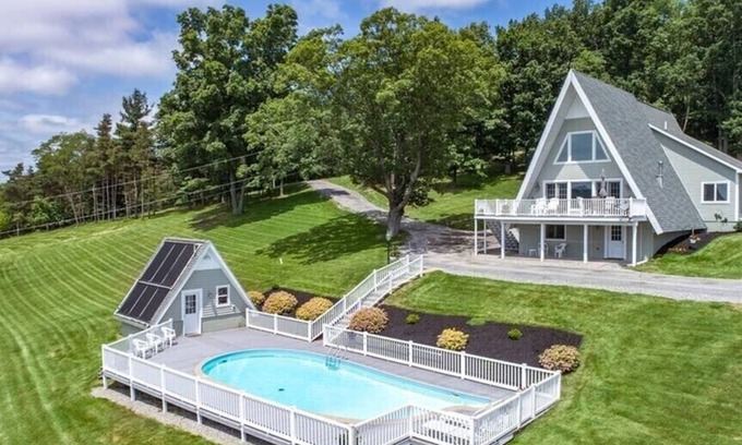Bristol Hills House | Inspiring A-FRAME with Majestic Panoramic Finger Lakes Views and inground pool!