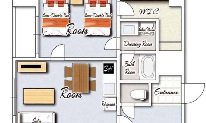Miyazaki Hotel | Junior Suite Room 2 semidouble beds with kitche/Miyazaki Miyazaki