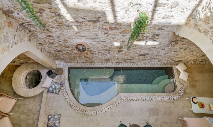 Panormos Villa | Kamares Villa, a 1912 stonebuilt estate with heated pool!