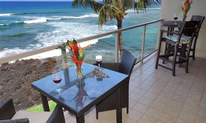 Poipu Condo | Kuhio Shores 418 - Oceanfront Two Bedroom "Penthouse" Poipu Condo with A/C