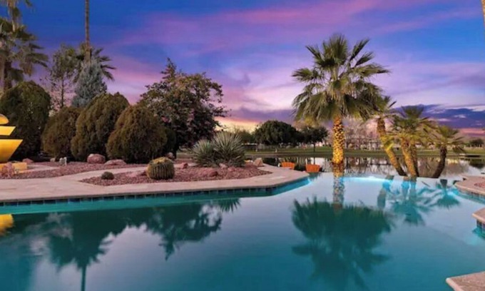 Dobson Ranch Villa | Lakefront Villa, Heated/Chilled Pool + 8‑Seat Spa, Kayaks, Office, Sleeps 9