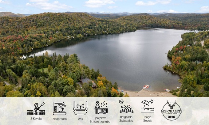 Sainte-Lucie-des-Laurentides Ski Chalet | 🔥 Le1601 - Spa and Beach - Chalets in the north 🔥